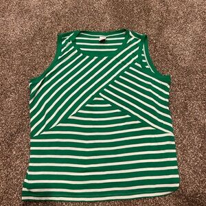 CAbi Green and White Striped Tank Top